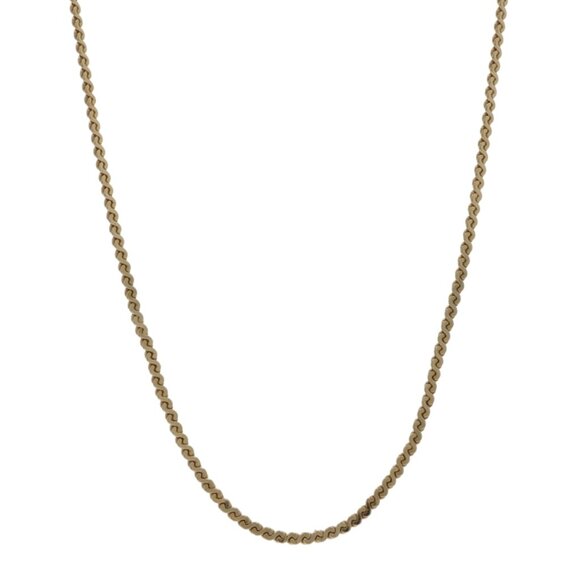 Yellow Gold Serpentine Chain Necklace 15 1/4
